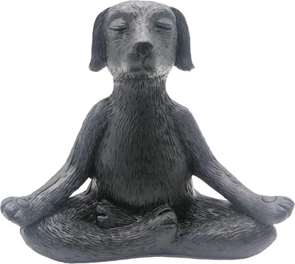 Meditation Buddha Ornament Meditation Dog Decoration Yoga Dog Garden Gift (Black)