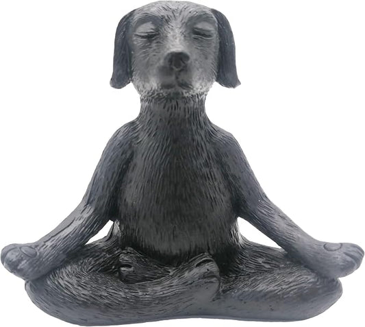 Meditation Buddha Ornament Meditation Dog Decoration Yoga Dog Garden Gift (Black)