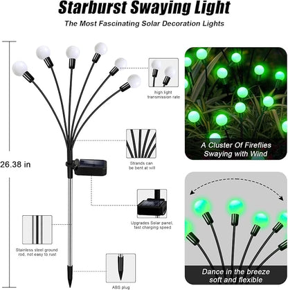 ZFNN Solar Firefly Light, Christmas Lights for Outside Decorations, 4 Pack 24 LED Green Solar Garden Lights, Outdoor Waterproof Garden Decor for Yard Patio Pathway Lawn Christmas