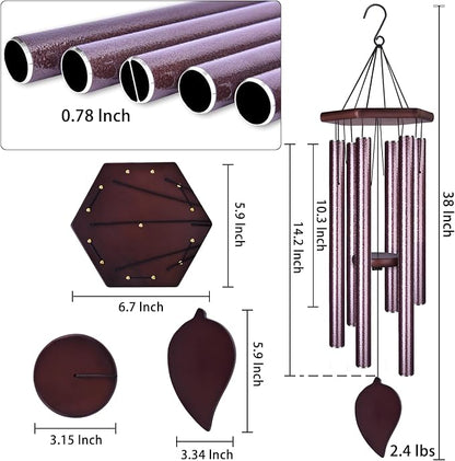 Sympathy Wind Chimes for Outside Deep Tone, Memorial Loss of a Loved, Large Wind Chimes with 6 Thicken Tubes & Hook, Outdoor Gifts Mother, Garden Decor