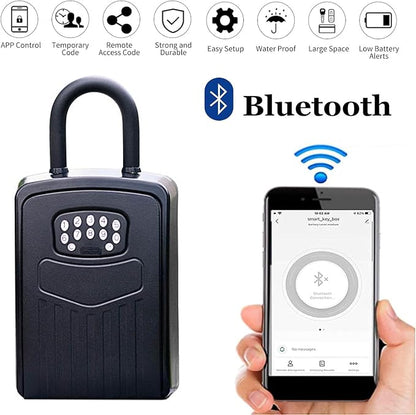 Smart Lock Box for Key with Code, Bluetooth APP Control Key Box Wall Mount and Hanging 2 Install Ways, Digital Lockbox for Keys Outdoor, Hide a Key Outside