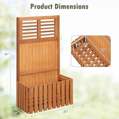 Giantex Raised Garden Bed with Trellis, 41” Wooden Potted Plant Box w/Privacy Screen, Trellis for Plant Flower Climbing Pot Hanging, Indoor & Outdoor Planter Box for Yard, Garden, Balcony