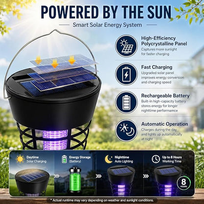 4PCS Solar Mosquito Zapper Outdoor,Mosquito Trap Light Used to Keep Away Gnat Small Flying Insect,Waterproof Bug Zapper for Outside,Solar Fly Zapper for Yard Vegetable Gardens Farm