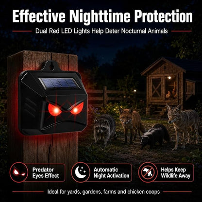Solar Nocturnal Animal Repeller Outdoor,Auto Activate Predator Eyes Animal Deterrent Lights for Coyote, Raccoon, Fox, Skunk, Deer Repellent for Yard, Garden & Chicken Coop Protector Guard, Pack of 8