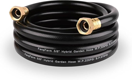 Reel Leader Hose for Garden: 10FT 5/8" Female to Female Hose with 3/4" GHT Brass Fittings - Flexible for Faucet to Reel Connection - Short Water Hose for Balcony RV Hookups and Car Washing
