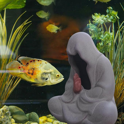 livelyfish Asian Aquarium Buddah Decor Japanese Buddhist Statue Meditation Figurine Zen Buddha Sculpture for Garden Fish Tank Home Decorations