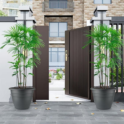 RooTrimmer 3 Pack 16 Inch Large Plant Pots with Rolling Saucers & Drainage Holes,Heavy Duty Plastic Planters for Indoor Outdoor Plants,Large Flower Pots with Wheels for Tall Plants(Black)