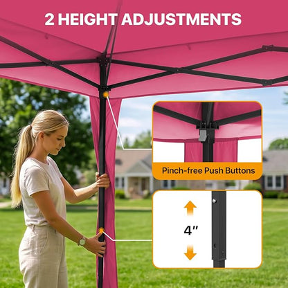 COOS BAY 11x11 Pop Up Gazebo with Mesh Netting, Instant Outdoor Canopy Tent, Water Resistant Shelter with UPF 50+ UV Protection, 121 Sq Ft Coverage, Dark Pink