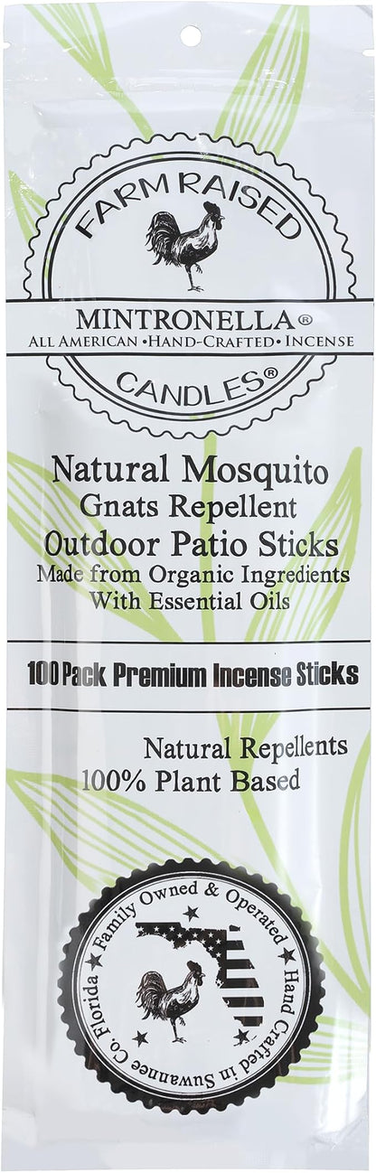 USA Made - Bulk Pack Mosquito Repellent Incense Plant Based Natural Mosquito Gnat's & No See um Outdoor Patio Sticks Mintronella