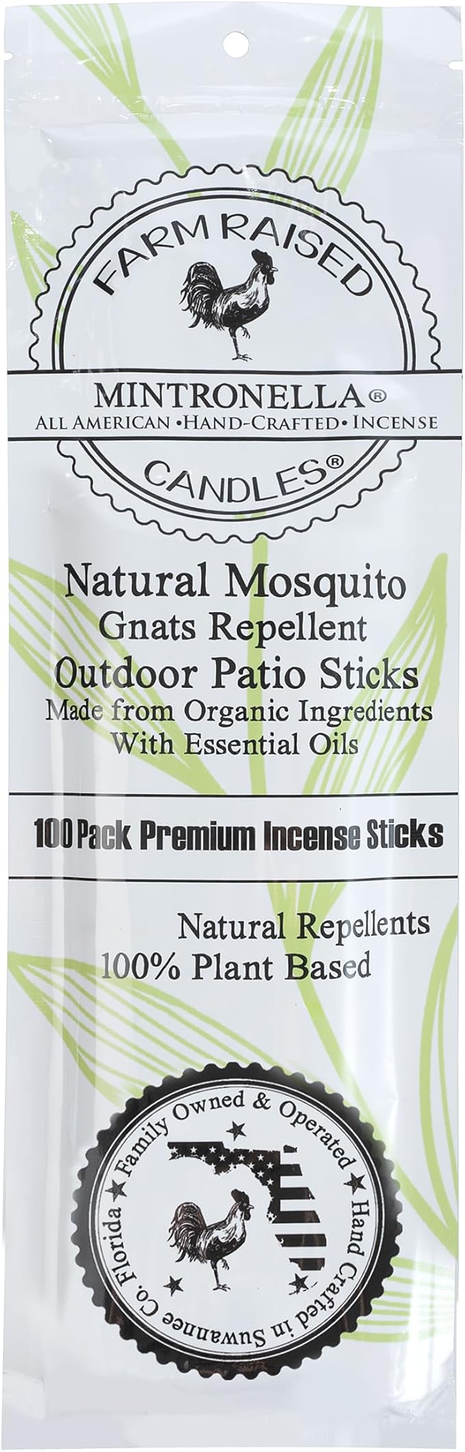 Mintronella USA Made Citronella & Peppermint Mosquito Repellent Incense Sticks – 100 Pack – Natural Bug & Insect Repellent – Outdoor Camping, Patio Decor – No‑See‑Um & Gnats, Fly