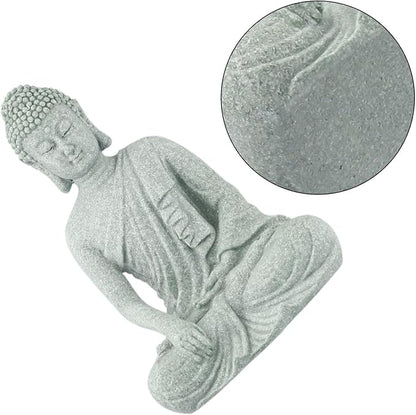 Garden Buddha Resin Stone Statue for Outdoor and Indoor Zen Decor Sandstone Effect Lawn Ornament for Home and Garden Landscaping or Meditation Space(B)