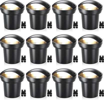 SUNVIE 5W Low Voltage Landscape Lighting Anti-Glare Outdoor In-Ground Lights 3000K Well Lights Low Voltage with Wire Connectors Waterproof LED Landscape Lighting for Pathway Garden, 12 Pack