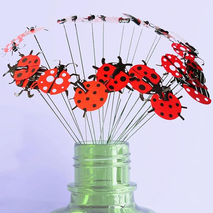 3D Decorative Ladybug Stakes Garden Ladybird Decorations for Yard Patio Lawn Plant Flower Pot Decor, 20 Pcs