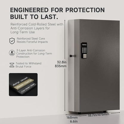 WeHere 360-Key Smart Key Lock Box, Wall-Mount Key Cabinet with Key Management App(Track Key Borrow/Return), Keypad, Bluetooth & WiFi Unlock (Sold Separately) for Commercial, School, Rental, Office