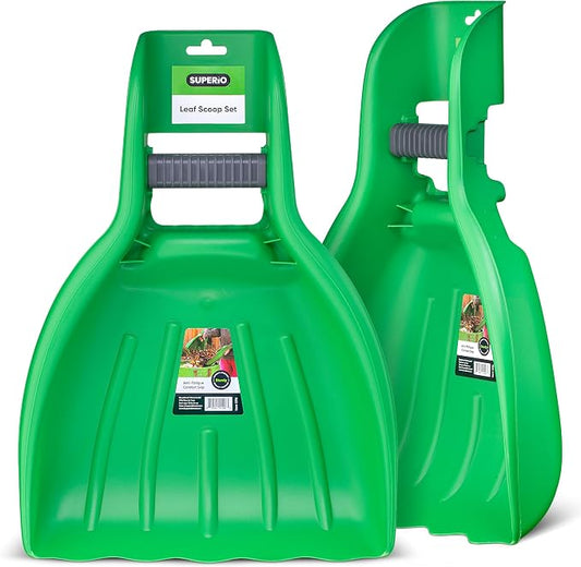 Leaf Collector, Leaf Scoops, Hand Rake for Leaf Picker Upper Gardening Hand Tools, Lawn Cleaning Garden Rake 1 Pair Leaf Scoop, Green Plastic Leaf Grabber, by Superio