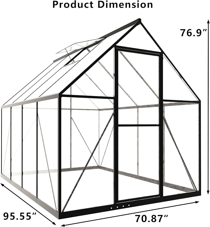 Greenhouses for Outdoors, 8x6 FT Heavy Duty Polycarbonate Greenhouse Panels, Outside Mini Garden House Kit for Winter,Portable Indoor Greenhouses can Walk in
