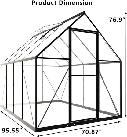 Greenhouses for Outdoors, 8x6 FT Heavy Duty Polycarbonate Greenhouse Panels, Outside Mini Garden House Kit for Winter,Portable Indoor Greenhouses can Walk in