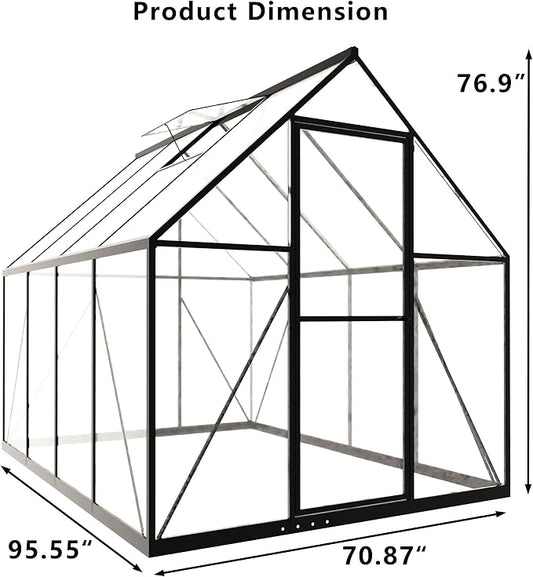 Greenhouses for Outdoors, 8x6 FT Heavy Duty Polycarbonate Greenhouse Panels, Outside Mini Garden House Kit for Winter,Portable Indoor Greenhouses can Walk in