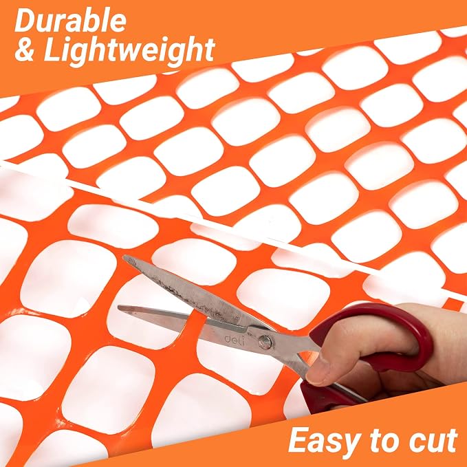 DOEWORKS Safety Fence, 4 x 100 FT Orange Plastic Mesh Fence Roll Barrier Netting for Construction and Event Fencing