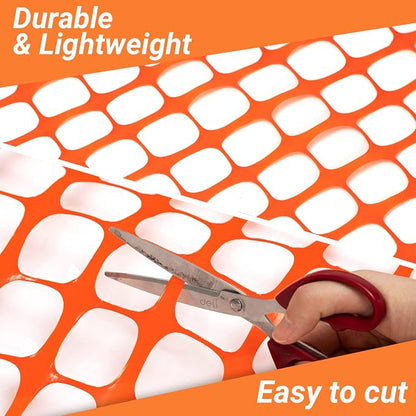 DOEWORKS Safety Fence, 4 x 100 FT Orange Plastic Mesh Fence Roll Barrier Netting for Construction and Event Fencing