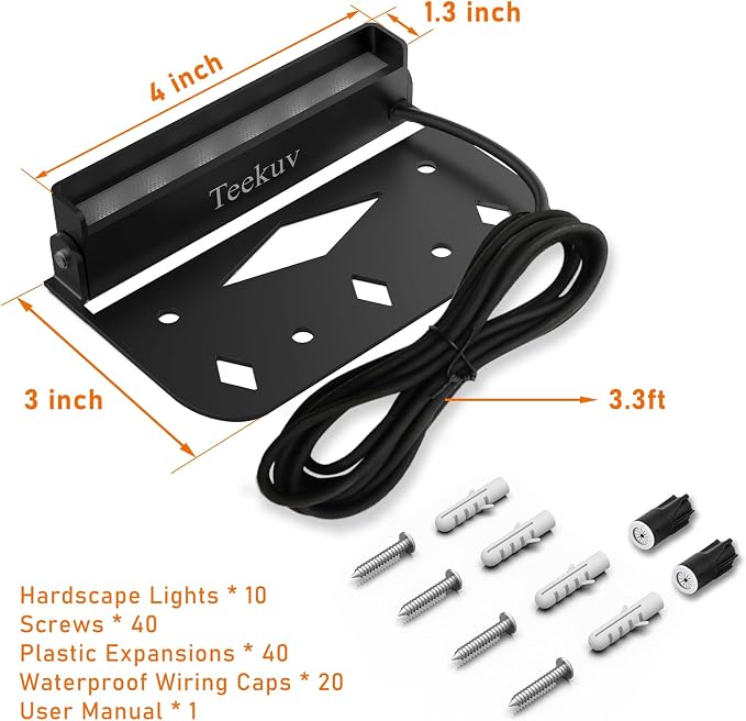 Teekuv 10 Pack 4 Inch Retaining Wall Lights, 3W LED Hardscape Lighting IP65 Waterproof Paver Lights, 12V AC/DC Low Voltage Outdoor Soft White 2700K Landscape Lighting for Patio Pathway Wall Stairs