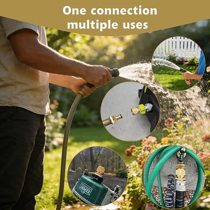 3/4 Inch GHT Solid Brass Garden Hose Quick Connect Fittings, Water Hose Connectors with Leak-Proof Seal for Outdoor Gardening and Cleaning Use (4, Gold)