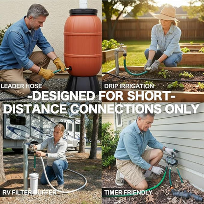 10FT 1/2 Inch Style PVC Short Garden Hose Extension | Compact Extra Reach For Home Gardeners Watering Patios, Small Yards And Nearby Garden Beds