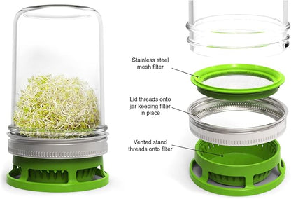 Jarware Mason Jar Lid, Seed Sprouting Lids For Wide Mouth Mason Jars, Set of 2