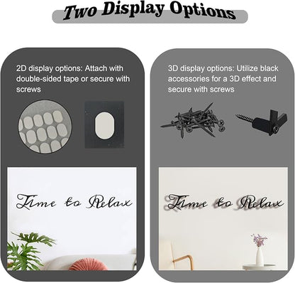LIYAOLI Time to Relax Signs for Wall Decor,3D Black Metal Bathroom Wall Art Decor Farmhouse,Modern Metal Words Relaxing Decorative,Letter Sign Spa Home Decor