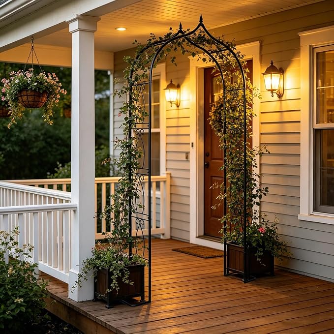 Metal Garden Arbors 93" Thickened Arch Trellis for Climbing Plants | Outdoor Arbor with Base Rustproof Metal Frame Trellises Yard Entrance Wedding Arched Backdrop Stand Party Event Decoration