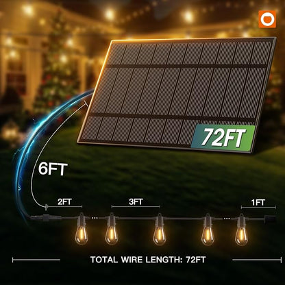 addlon 78(72+6) FT Solar String Lights Outdoor Waterproof with USB Port & Remote Control Solar Patio Lights Long Last for 20+Hrs Dimmable Solar Power LED Bulbs Hanging for Porch Garden Market Bistro
