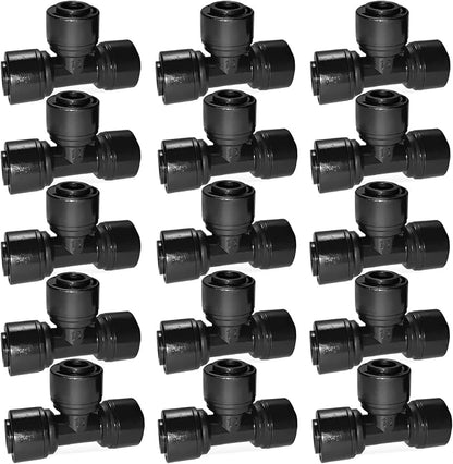 15Pack Quick Connect 1/4 "Drip Tee Connector | Black Quick Connect Drip Tee Fittings,Leak-Free Design,Fits 1/4" (6.35mm) Tubing for Lawn Garden Sprinkler Systems