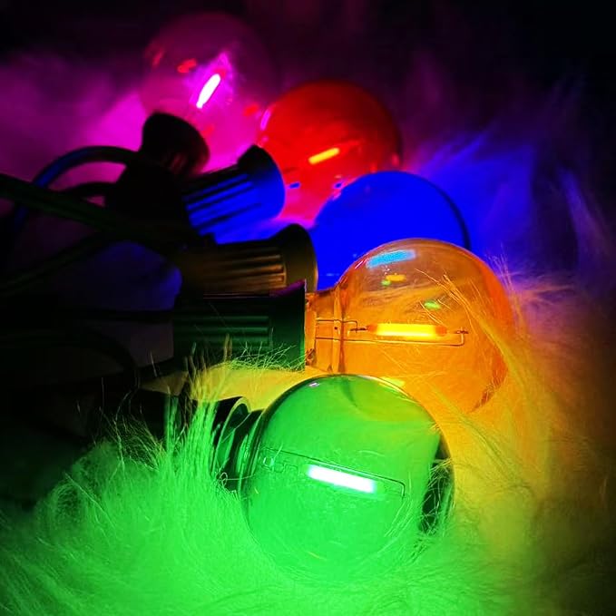 G40 LED Outdoor Christmas String Lights, 25FT Hanging Globe String Light | 25+2 Shatterproof Clear Multicolor Lights, Connectable, Waterproof Patio Lights for Balcony Pergola Decor, Green Wire