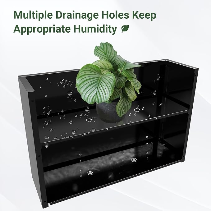 Metal Planter Box 36” x 12” x 24” for Porch, Garden, Patio, Yard | Heavy Duty Rectangle Planter Box with with Drainage Holes & Rust-Proof Coating, Modern Outdoor/Indoor Black Planter Box