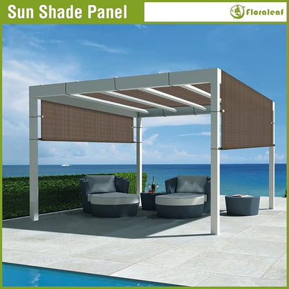 14' × 4' Pergola Shade Cover Universal Replacement Canopy Cover Outdoor Durable Fabric Sun Shade Cloth for Deck Patio Porch Backyard Gazebo with Grommets & Weighted Rods, Brown