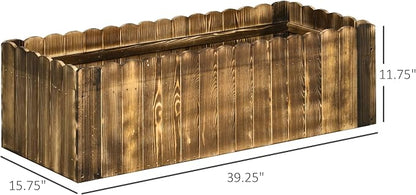 Outsunny 40" x 16" x 12" Raised Garden Bed, Raised Planter Box, Wooden Planter Raised Bed with Drainage Gaps & Lightweight Build, Natural Wood