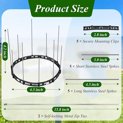 Bird Spikes Compatible with Ambient Weather WS-2902 & WS-2000, Adjustable Weather Station Bird Spike Kit with Stainless Steel Locking Ties and Wires for Gauge Rain Funnel Protection