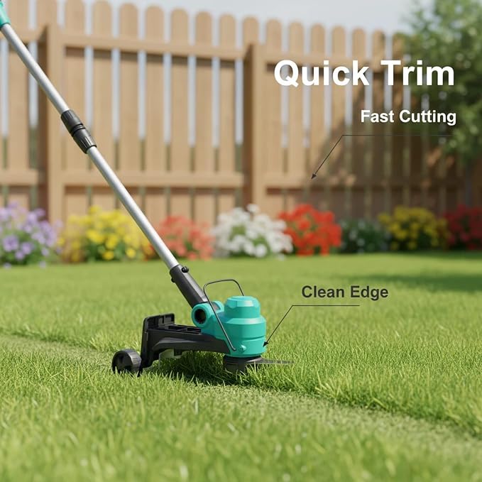 Garvee String Trimmer Cordless - Weed Wacker Battery Powered Electric Weed Trimmer with 2x2.0Ah Batteries, 12" Grass Cutter Auto Line Feed, Lawn Trimmer with 8 Pcs Spools, Lightweight Edger Lawn Tool