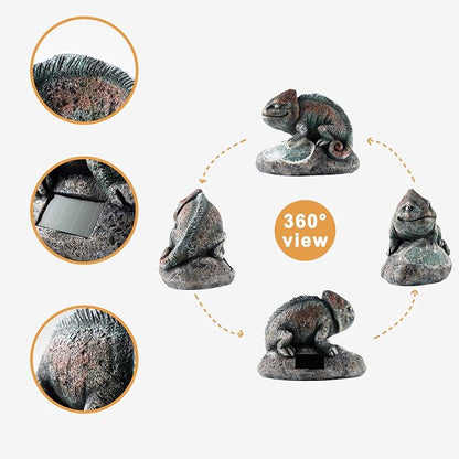 Rezpuao Solar Chameleon Garden Statues Outdoor Decor Resin Chameleon Figurine with Solar Light for Patio,Balcony,Yard,Lawn Ornament,Perfect Garden Gift