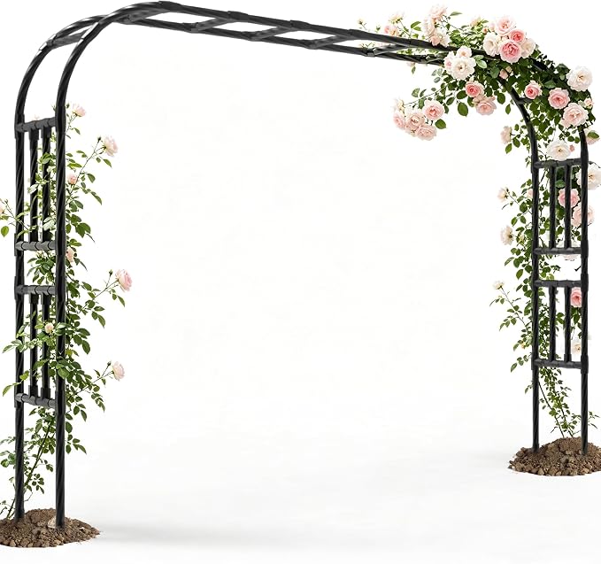 BUKLIYN Garden Arch Trellis - Length: 126in, Height: 94.5in Garden Arch Arbor Trellis for Climbing Plants Outdoor - Garden Arch for Lawn, Party, Ceremony Wedding Decoration