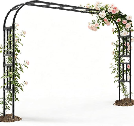 BUKLIYN Garden Arch Trellis - Length: 126in, Height: 94.5in Garden Arch Arbor Trellis for Climbing Plants Outdoor - Garden Arch for Lawn, Party, Ceremony Wedding Decoration
