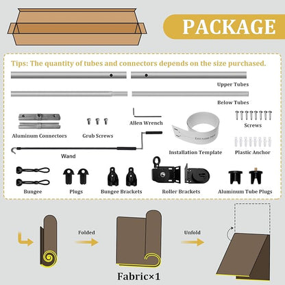 Shade&Beyond Custom Size Outdoor Roller Shades Cordless Patio Roll Up Blinds Exterior Shade Cloth Roll for Porch, Coffee Brown