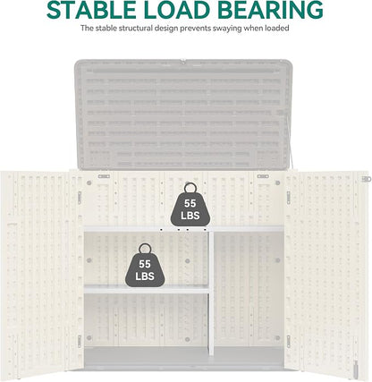 YITAHOME 30cuft Horizontal Storage Shed Shelf, Weatherproof Metal Shelf for 30 cu ft Tool Cabinet, Ideal for Outdoor Use, Easy Assembly,45.6" L X 13.2" W X 29.2" H, White