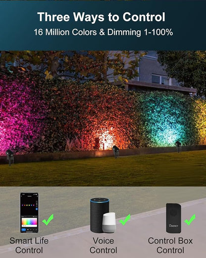 Ligency Smart Low Voltage Landscape Lights, 4-Pack RGBW Color Changing Outdoor Spotlights with Alexa & Google Control, IP65 Waterproof Landscape Lighting for Trees, Garden, Yard, Pathway & Holiday