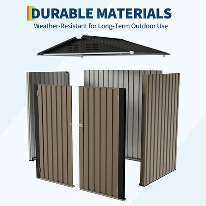 6X4 FT Outdoor Storage Shed, Galvanized Steel Outdoor Storage Shed, 130 Cu Ft Weather Resistant Garden Tool Sheds with Door & Sloped Roof, Multi-Use Shed for Bikes