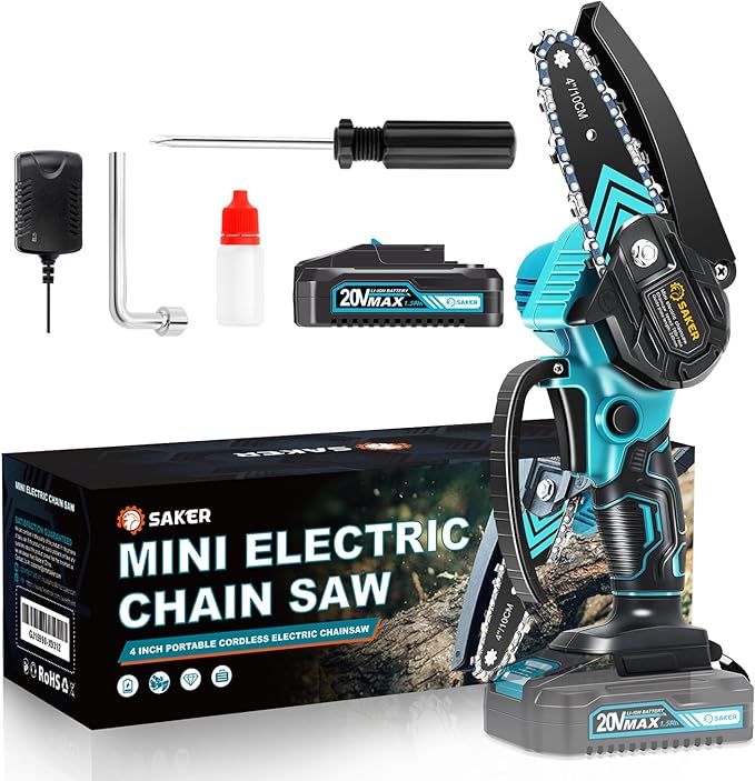 Saker Mini Chainsaw,Portable Electric Chainsaws Cordless,Handheld Chain Saw Pruning Shears Chain Saws for Tree Branches,Courtyard,Household and Garden,Gift for Men Dad Husband Women