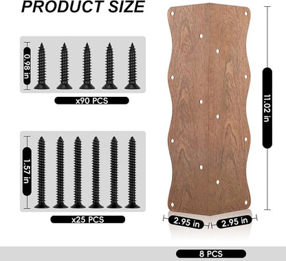 Set of 8 Raised Garden Bed Corner Brackets with Wood Screws, Rust Resistant Metal Connectors 11" x 3" x 3" for 20"-24" Beds, Raised Bed Corners for Vegetable Planter Garden Wood Grain