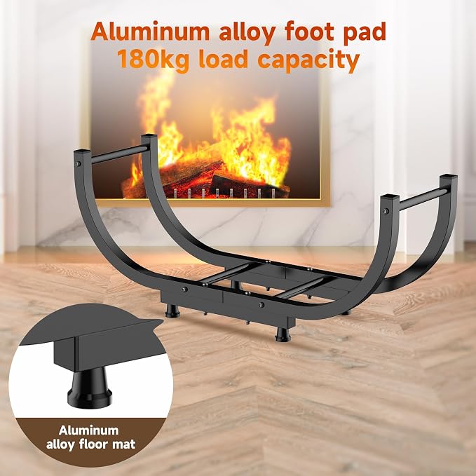 Firewood Rack Outdoor, 29 inch, Indoor Firewood Storage Holder, Log Holders for Firewood, Black
