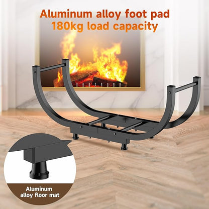 Firewood Rack Outdoor, 29 inch, Indoor Firewood Storage Holder, Log Holders for Firewood, Black