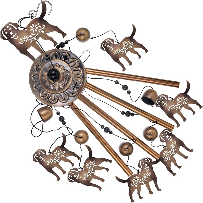 Bronze Dogs Wind Chimes for Outside/Indoor/Home/Balcony/Lawn/Tree/Yard/Garden Decoration, Retro Wind Catcher, Hang Dog Decor, Blessing Wind Bells, Memorial WindChimes Gifts for Mom, Grandma, Woman